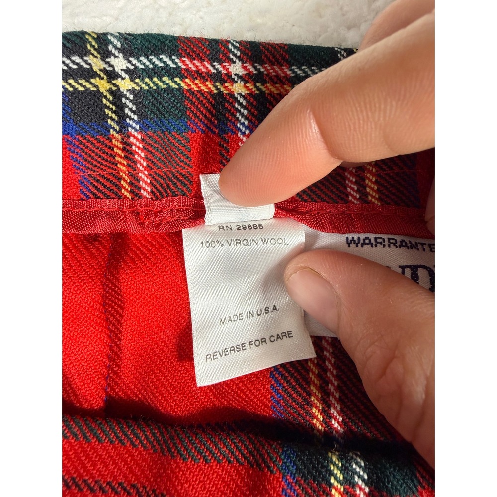 Pendleton Pleated Midi Skirt Womens 14 Red Plaid 100% Wool Vintage Preppy - Picture 7 of 8